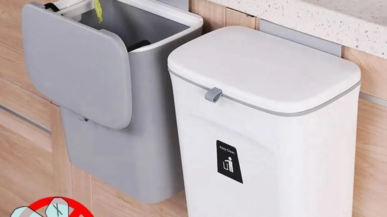 Wall-Mounted Kitchen Trash Can with Lid